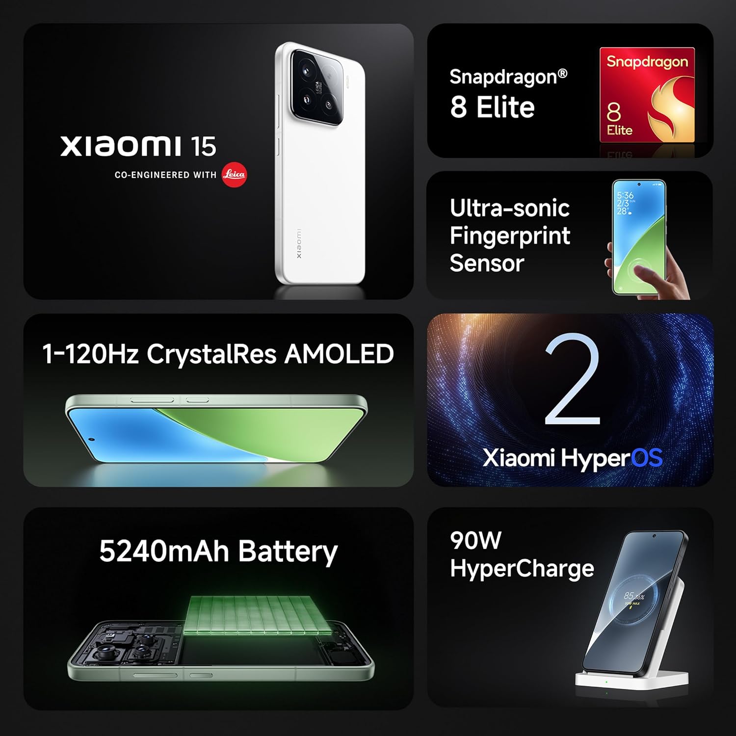 Xiaomi 15 (Black, 12GB/512GB)| 50 MP Leica Triple Camera | SD 8 Elite | 1.5K CrystalRes Dynamic 1-120 Hz AMOLED | Hyper AI - Image 2